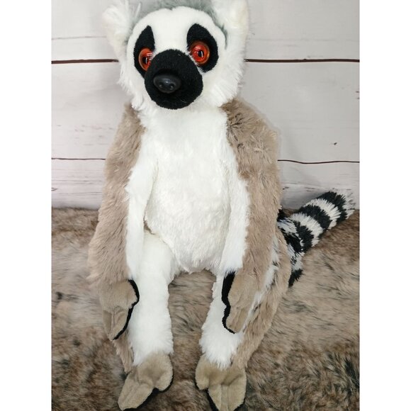 Wild Republic Ring-Tailed Lemur Stuffed Animal Plush Toy Approx 12" Soft Gray - Picture 8 of 8